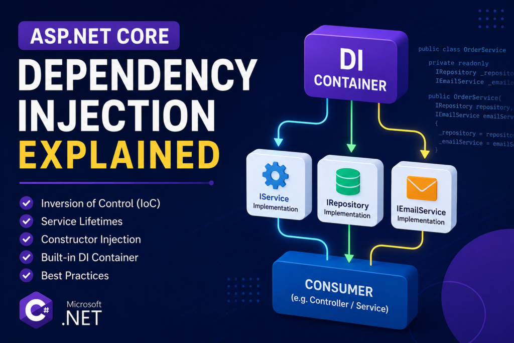 Dependency Injection in ASP.NET Core Explained: Complete Beginner’s Guide (2026)