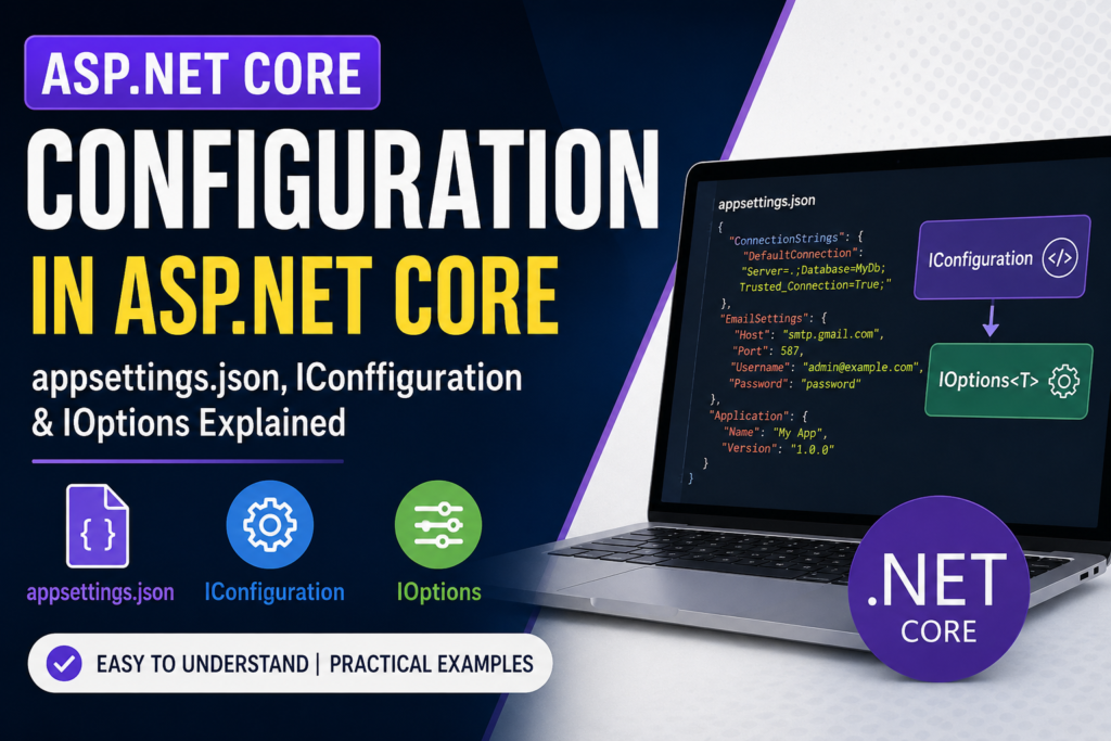 Configuration in ASP.NET Core – appsettings.json, IConfiguration & IOptions
